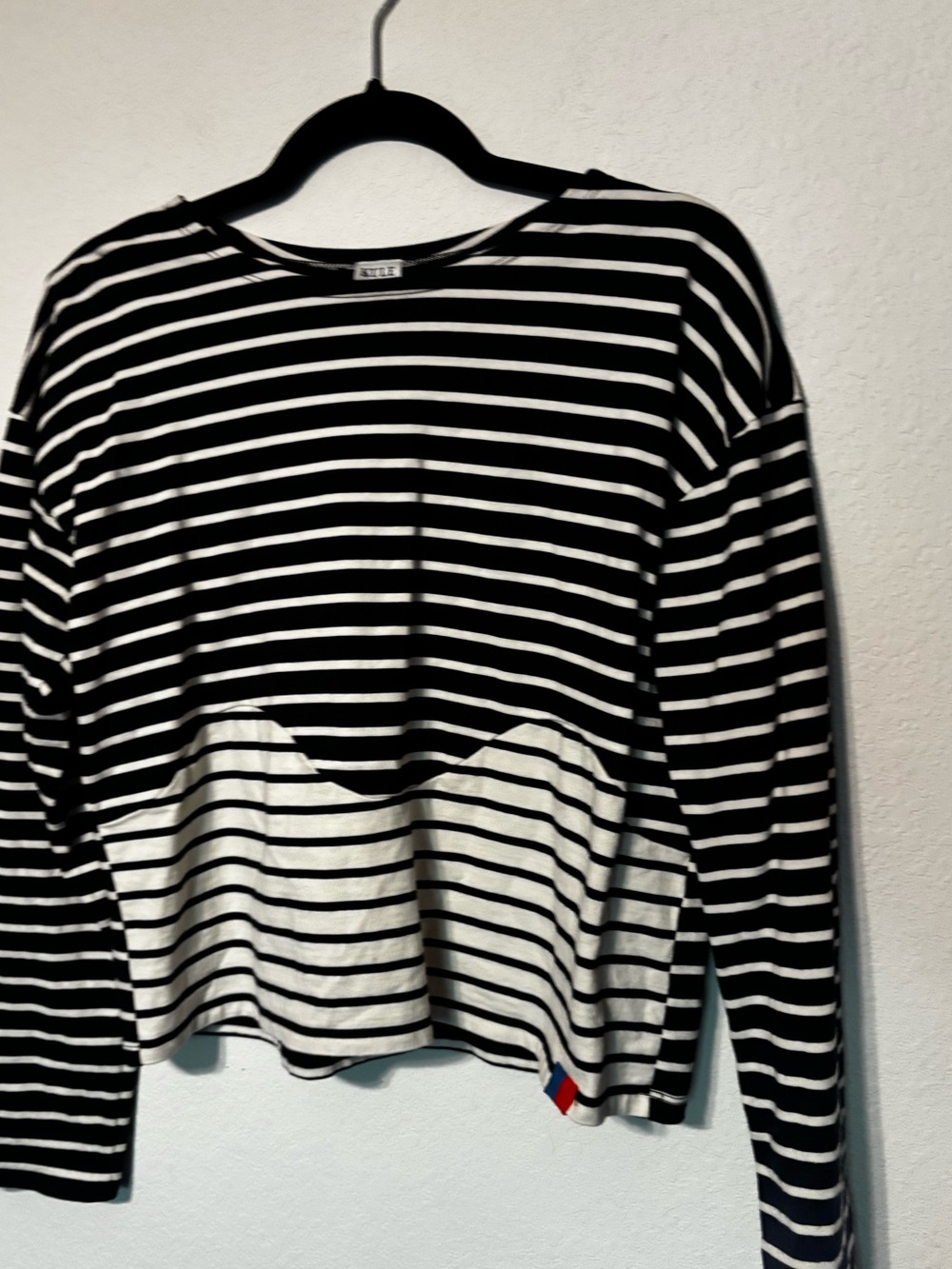 Kule Wavemade Striped Long Sleeve Tee Black White Size S